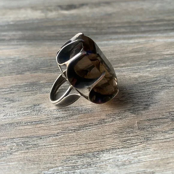 Large Smoky Quartz Gemstone Ring - Picture 4 of 4
